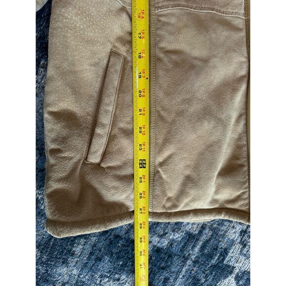 Vintage Suede Tan-White Fur Jacket/Coat Zip Up Maurices Y2K Hooded Women’s Large - Picture 8 of 11